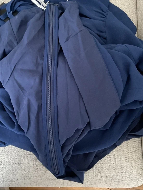 Lulus Auria Navy Blue Chiffon Drop Waist Square Neckline Maxi Dress NWT Small - Picture 12 of 15